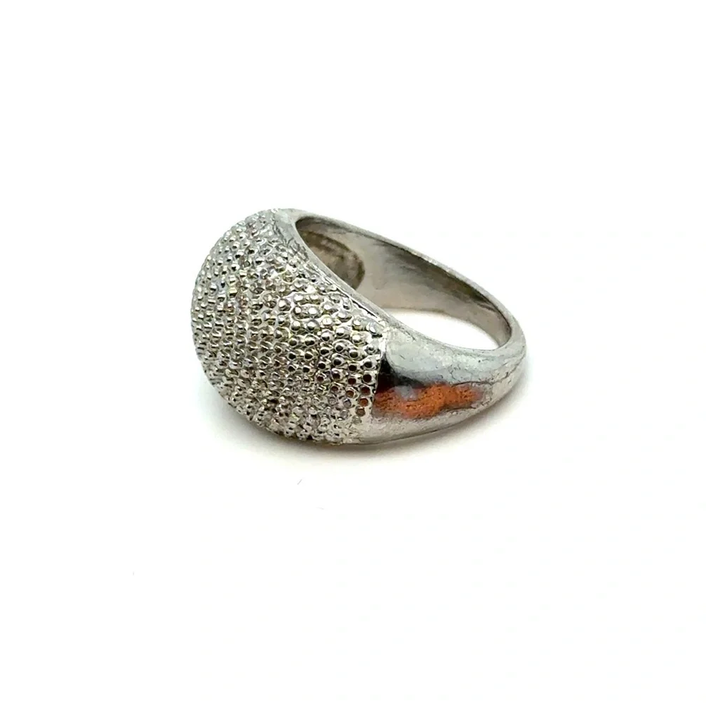 Silver Tone Pavé Design‎ Dome Ring